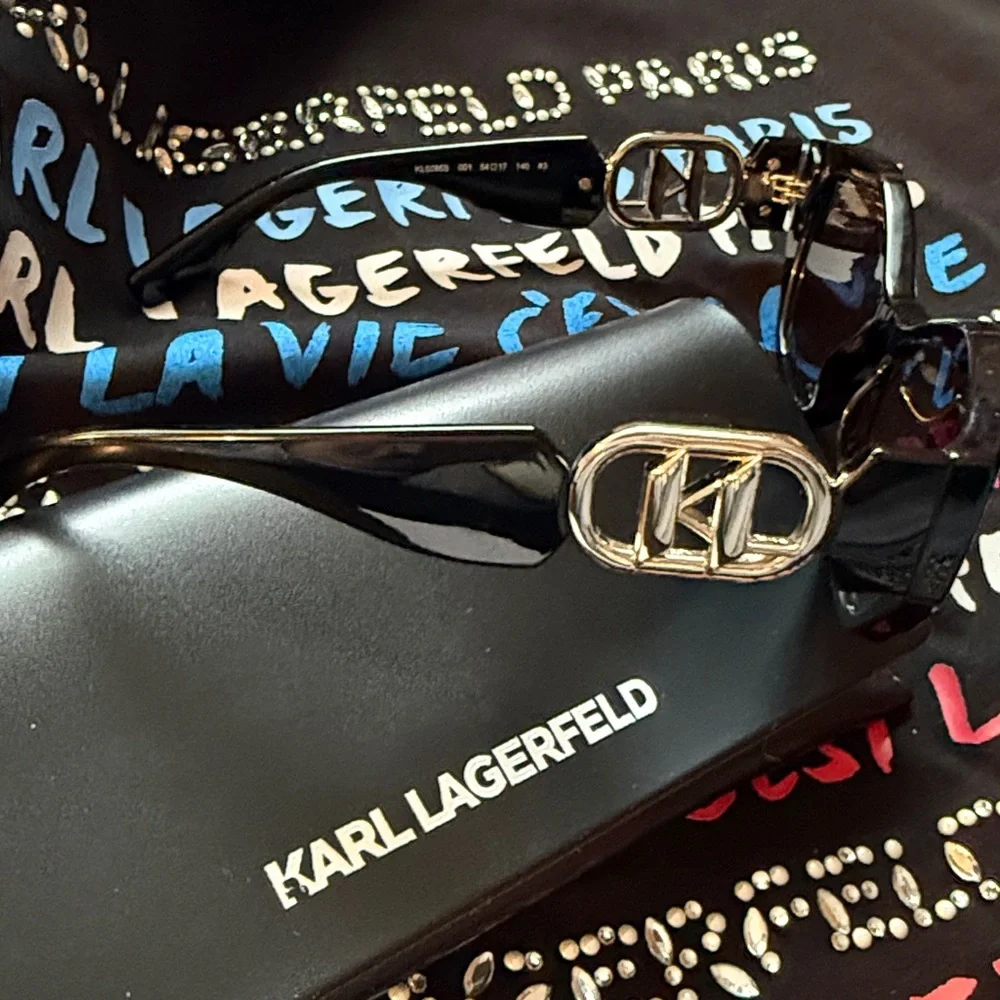 Karl Lagerfeld 6086S Black Modified Cat-Eye Sunglasses NIC